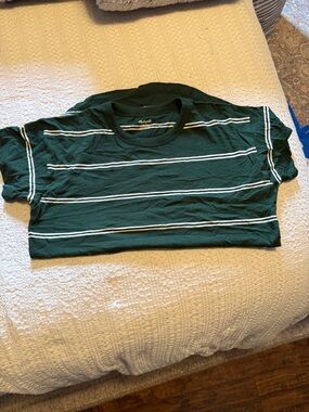 Madewell Dark Green Short Sleeve Stripe Tee